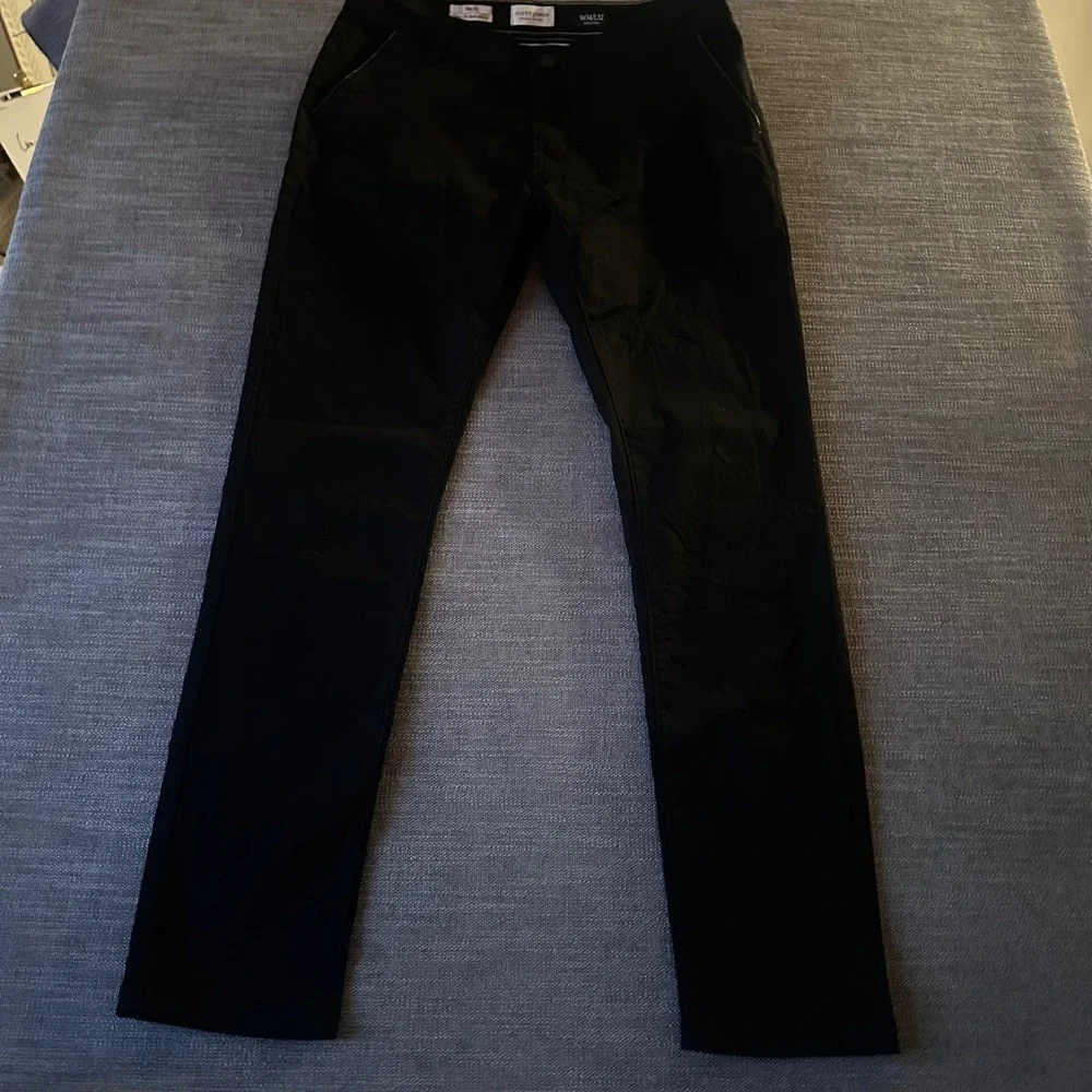 Scott James Trousers Mens 34x32 Black Slim Fit Stretch Chino Pants